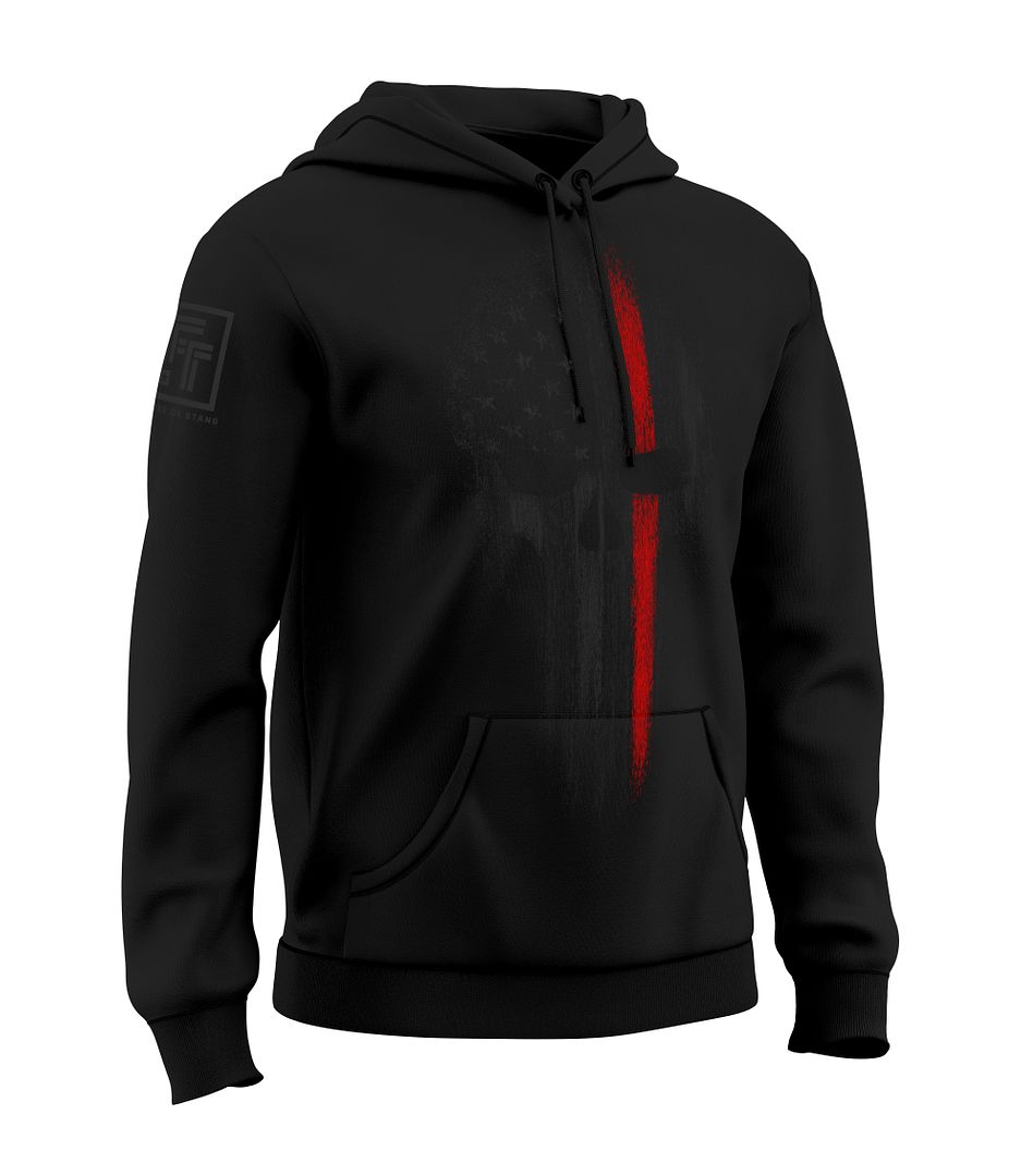 Red Line Skull Flag Stealth Sweatshirt