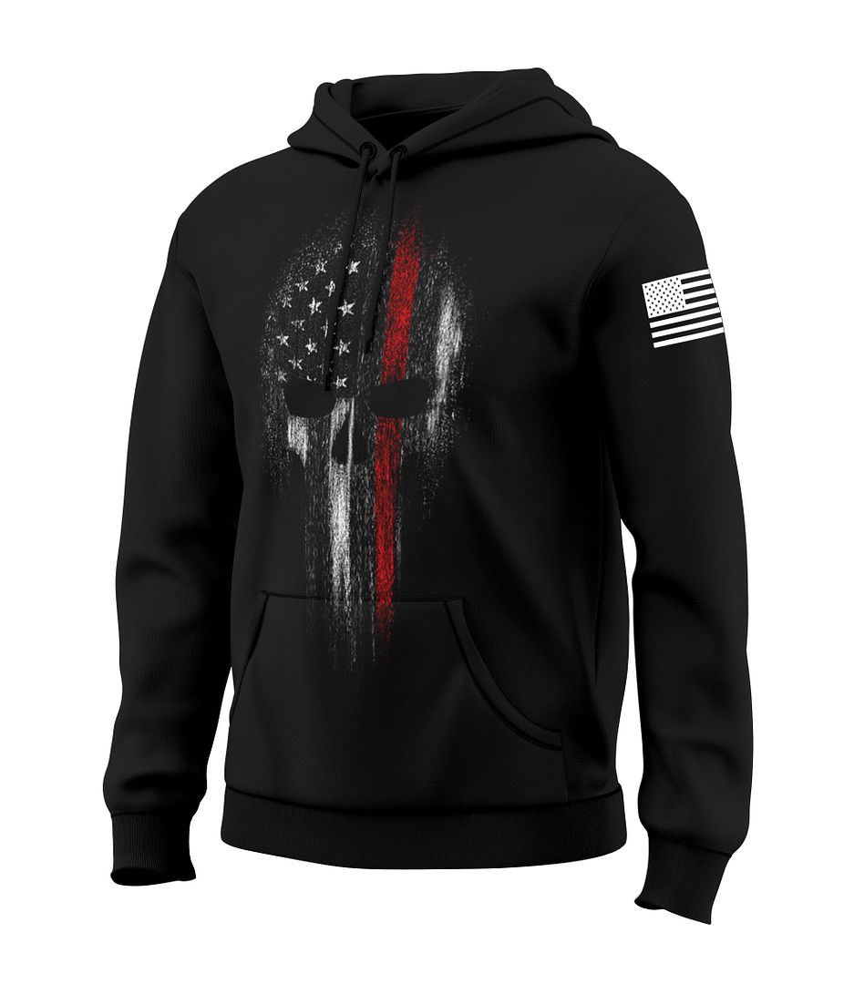 Red Line Skull Flag Sweatshirt