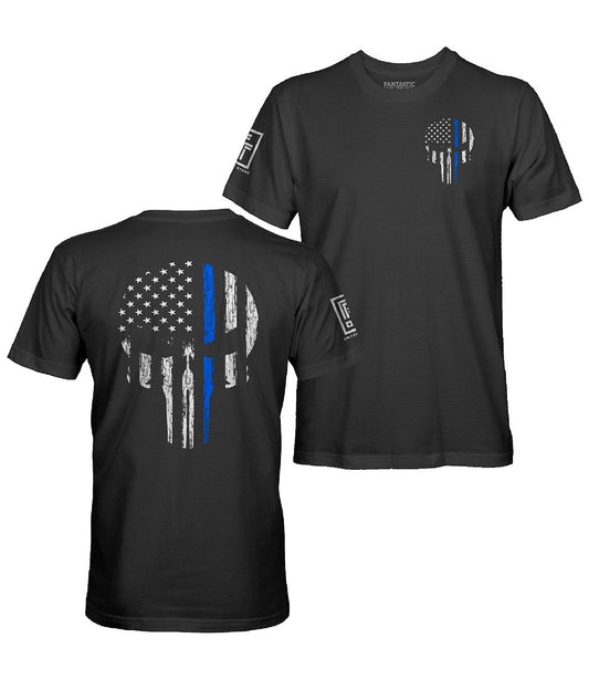Blue Line Skull T-Shirt