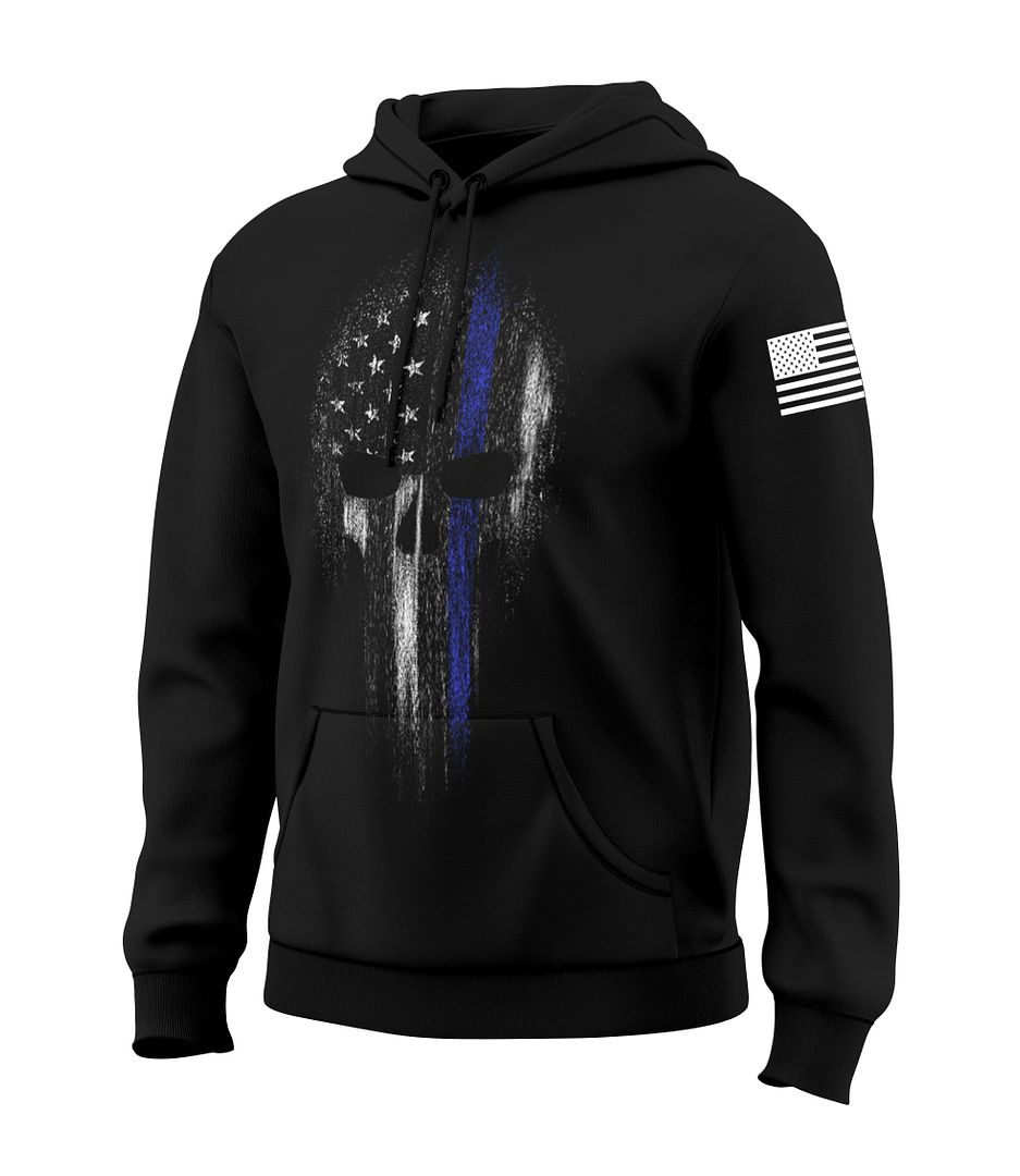 Blue Line Skull Flag Sweatshirt