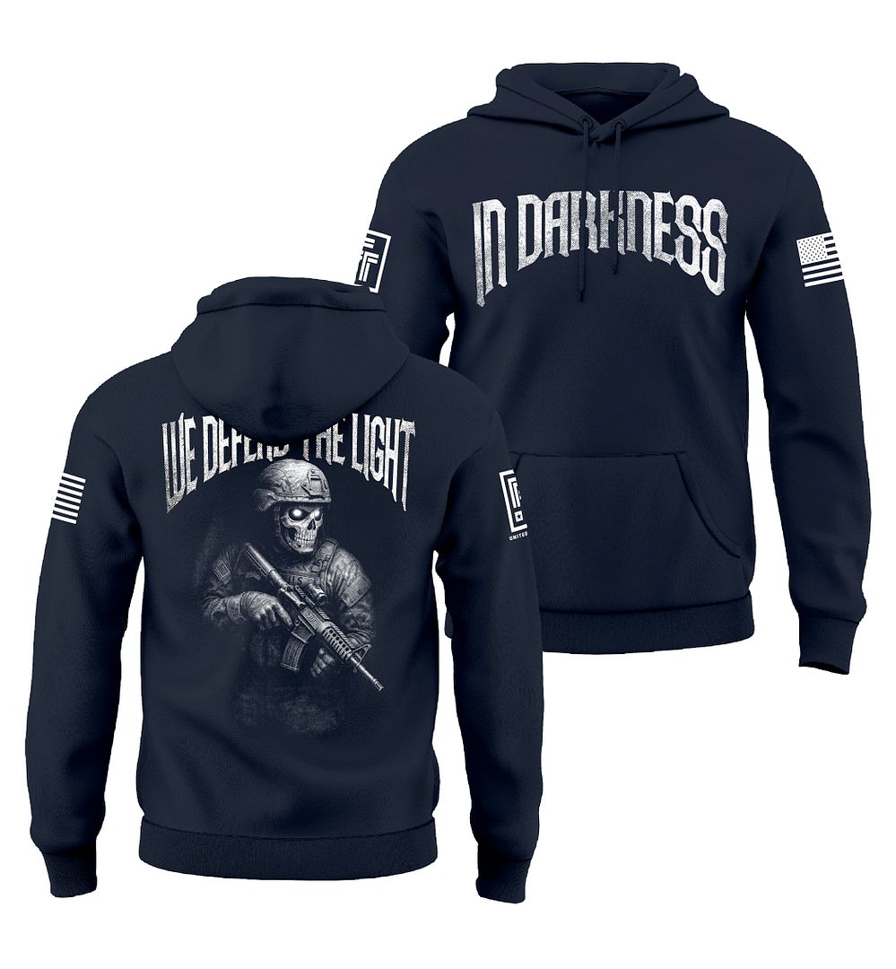 In Darkness We Defend the Light Men's Patriotic Sweatshirt